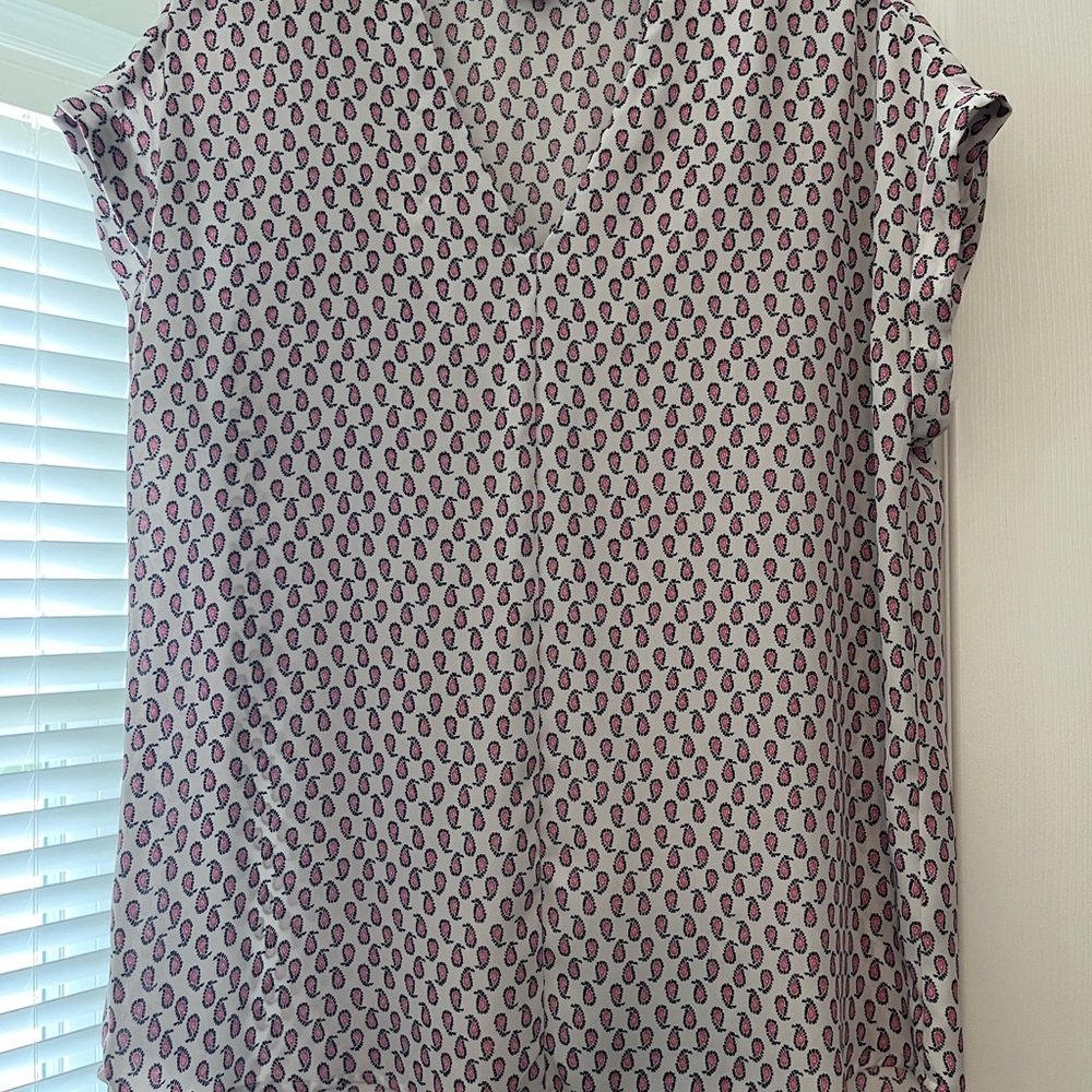 Pleione Cream Blouse with Pink Paisley Print